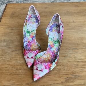 Christian Louboutin Floral Heels - Pink and Purple